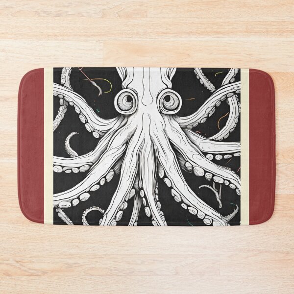 Item preview, Unique intricate octopus design in black and white designed and sold by Walls & Time.
