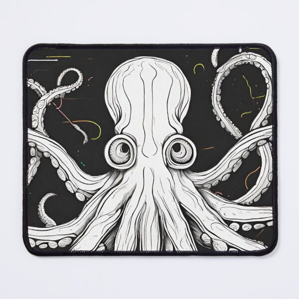 Item preview, Unique intricate octopus design in black and white designed and sold by Walls & Time.