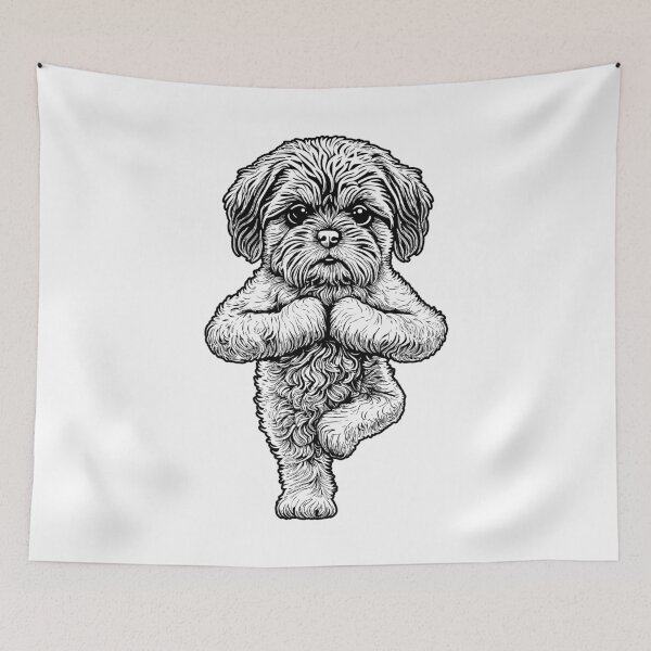 Item preview, Lhasa Apso Yoga Dog Puppy Funny Dogs Tree Pose Asana designed and sold by GrandeDuc.
