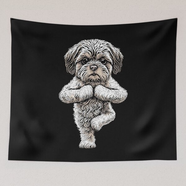 Item preview, Lhasa Apso Yoga Dog Puppy Funny Dogs Tree Pose Asana designed and sold by GrandeDuc.