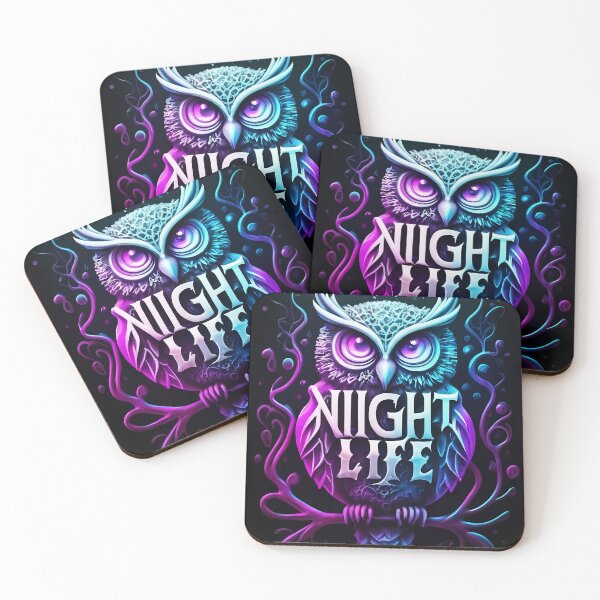 Item preview, owl's, Typography, Night Life, dark fantasy, Night Life of People, designed and sold by deluxelion.