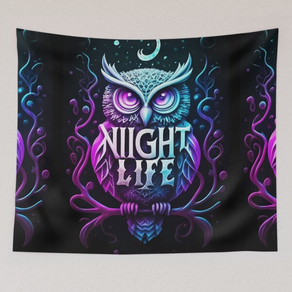 Item preview, owl's, Typography, Night Life, dark fantasy, Night Life of People, designed and sold by deluxelion.