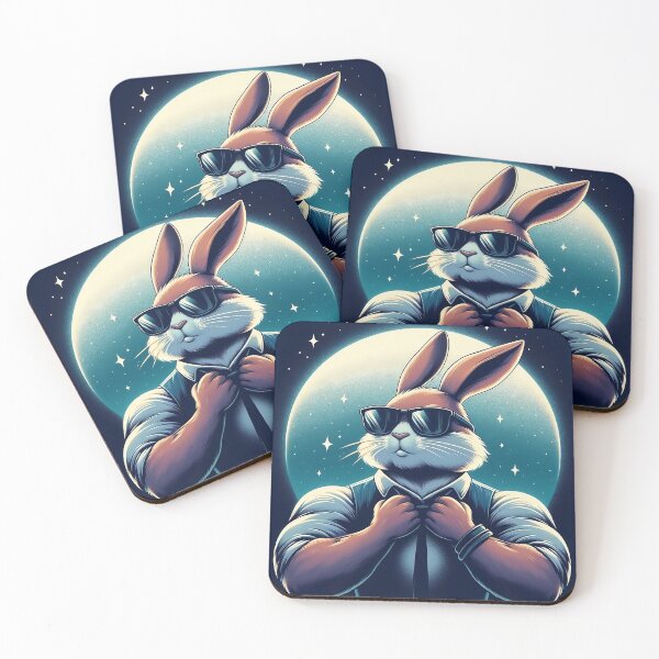 Item preview, Muscular and elegant rabbit with the moon in the background designed and sold by sakkara22.