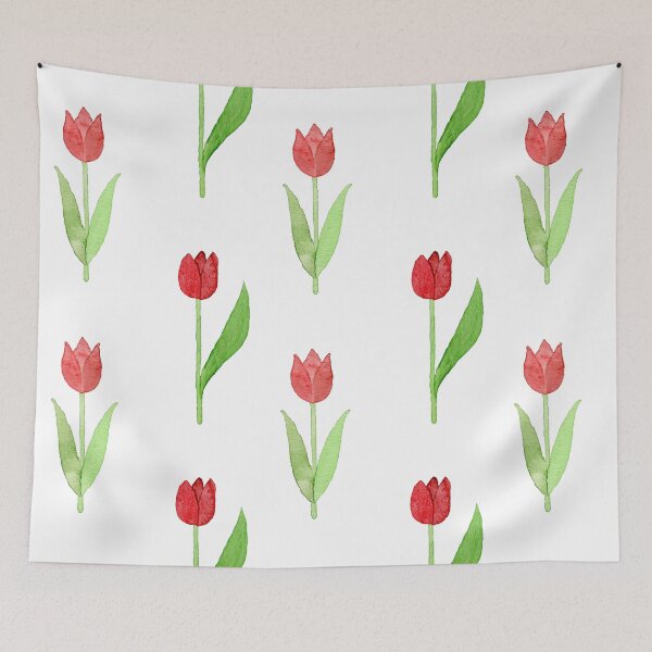 Item preview, Set of Red Tulip flowers watercolor  painting designed and sold by VadimFromm.