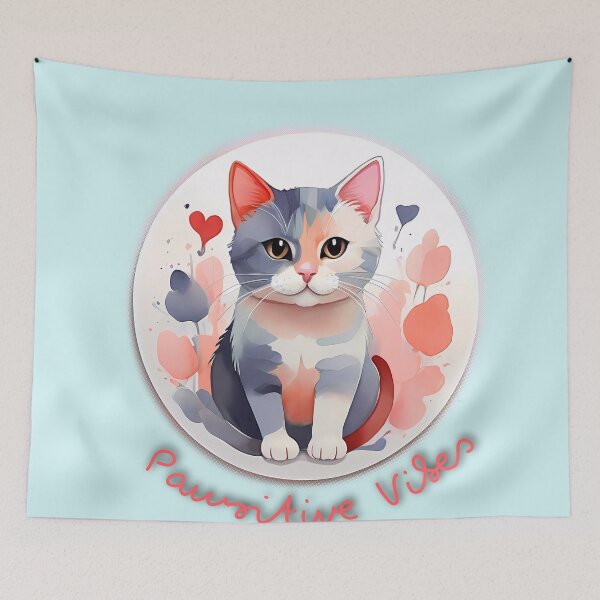 Item preview, Whiskered Wonder: Pastel Cat Affection Art designed and sold by purrfect pattern.