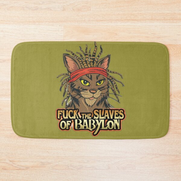 Item preview, Rasta cat with text: Fuck the slaves of Babylon designed and sold by Tomasz  Siennicki.