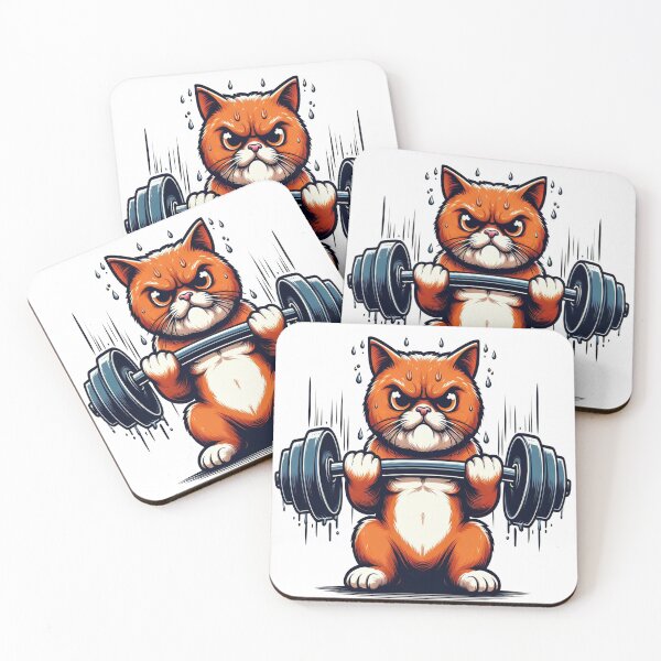 Item preview, Angry Cat Lifting Weights designed and sold by JaaCreativeShop.