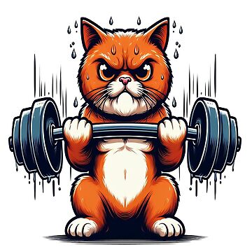 Artwork thumbnail, Angry Cat Lifting Weights by JaaCreativeShop