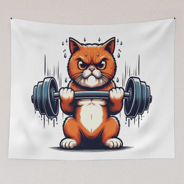 Item preview, Angry Cat Lifting Weights designed and sold by JaaCreativeShop.