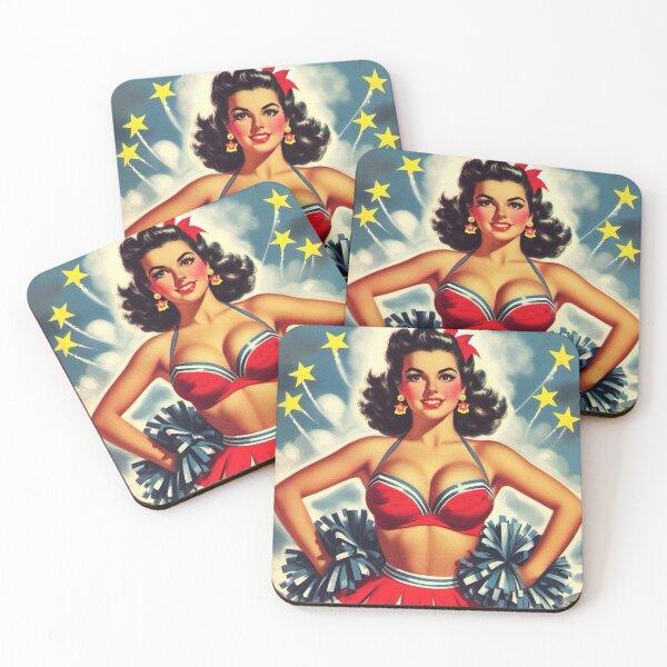 Item preview, Cute Vintage Cheerleader Girl designed and sold by PulpVintage.