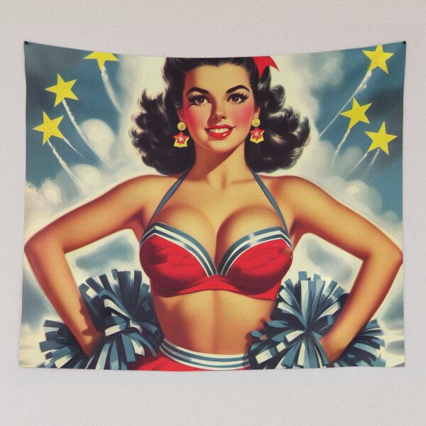 Item preview, Cute Vintage Cheerleader Girl designed and sold by PulpVintage.