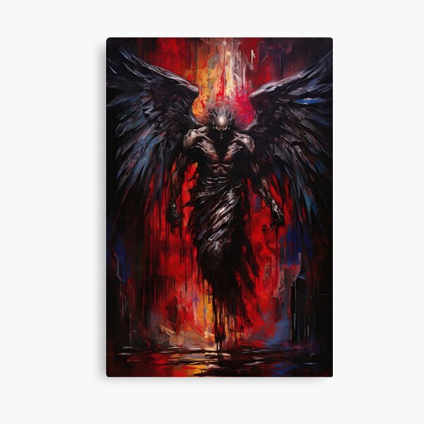 絵画 Light and Fallen Angel Demon Emerging from Darkness, Orlando Furioso. Art Prints