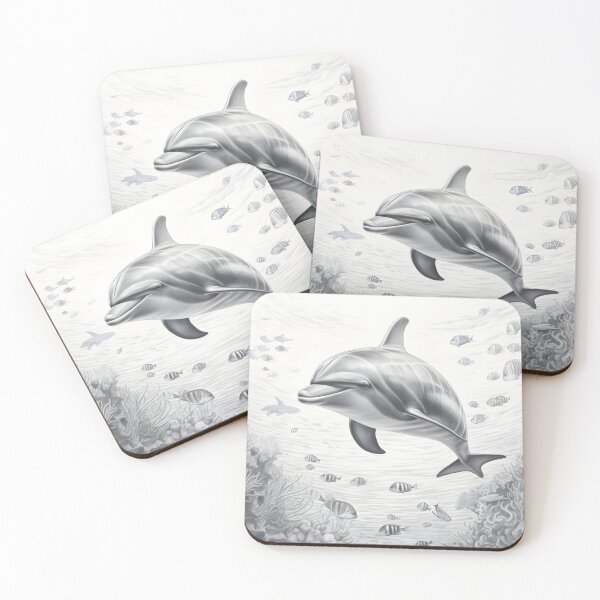 Item preview, Black and white Dolphin pencil drawing designed and sold by Pencil-Art.