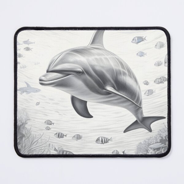 Item preview, Black and white Dolphin pencil drawing designed and sold by Pencil-Art.