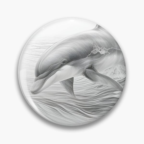 Item preview, Black and white Dolphin pencil drawing designed and sold by Pencil-Art.