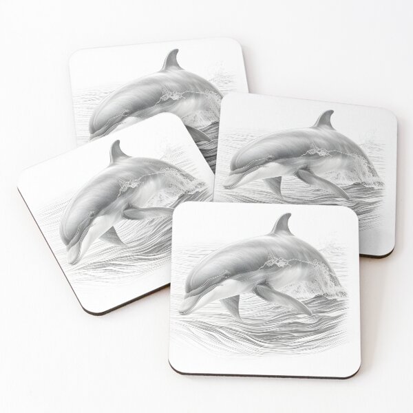 Item preview, Black and white Dolphin pencil drawing designed and sold by Pencil-Art.