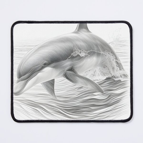 Item preview, Black and white Dolphin pencil drawing designed and sold by Pencil-Art.
