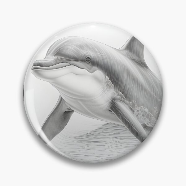 Item preview, Black and white Dolphin pencil drawing designed and sold by Pencil-Art.