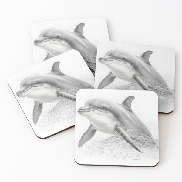 Item preview, Black and white Dolphin pencil drawing designed and sold by Pencil-Art.