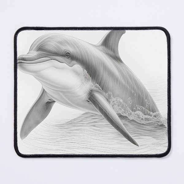 Item preview, Black and white Dolphin pencil drawing designed and sold by Pencil-Art.