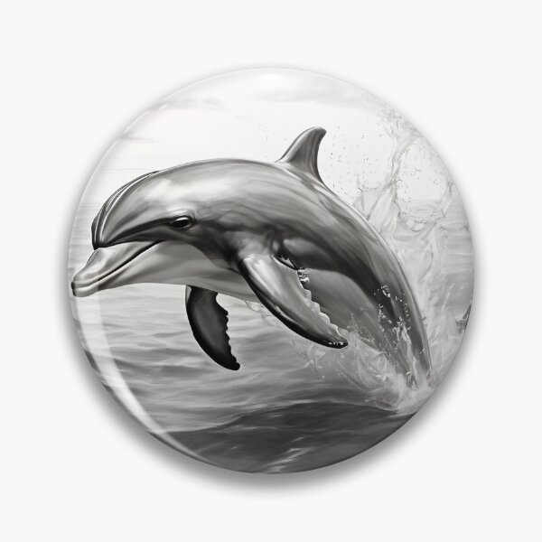 Item preview, Black and white Dolphin pencil drawing designed and sold by Pencil-Art.