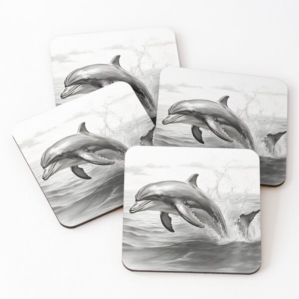 Item preview, Black and white Dolphin pencil drawing designed and sold by Pencil-Art.