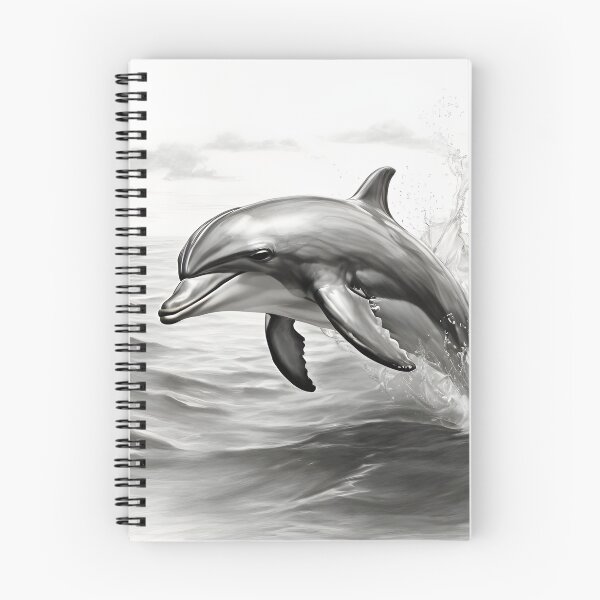 Item preview, Black and white Dolphin pencil drawing designed and sold by Pencil-Art.