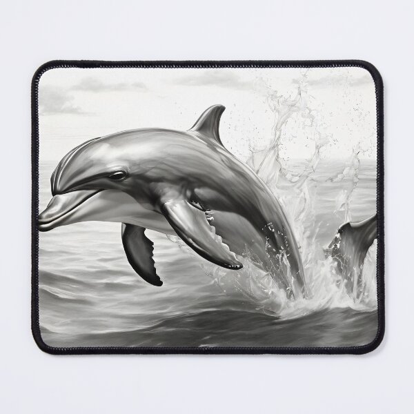 Item preview, Black and white Dolphin pencil drawing designed and sold by Pencil-Art.