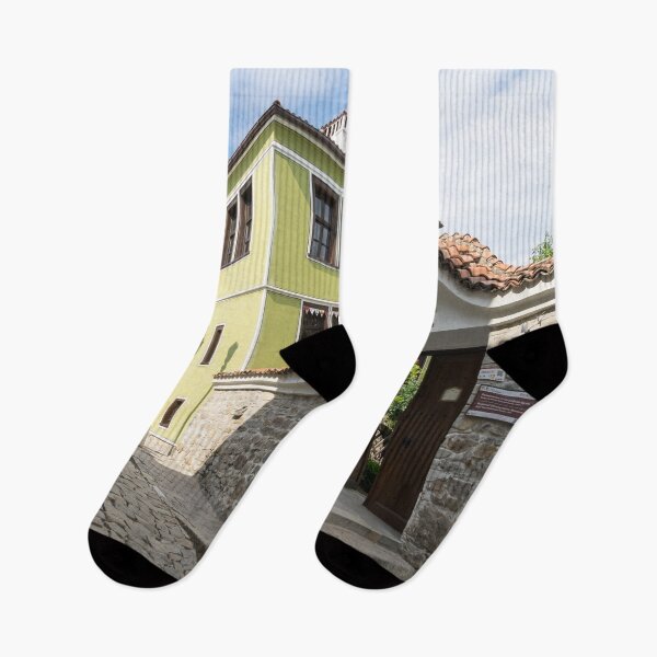 Item preview, Boldly Painted National Revival Houses and Ethnographic Museum Gate Old Town Plovdiv designed and sold by Georgia Mizuleva.