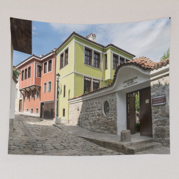 Item preview, Boldly Painted National Revival Houses and Ethnographic Museum Gate Old Town Plovdiv designed and sold by Georgia Mizuleva.