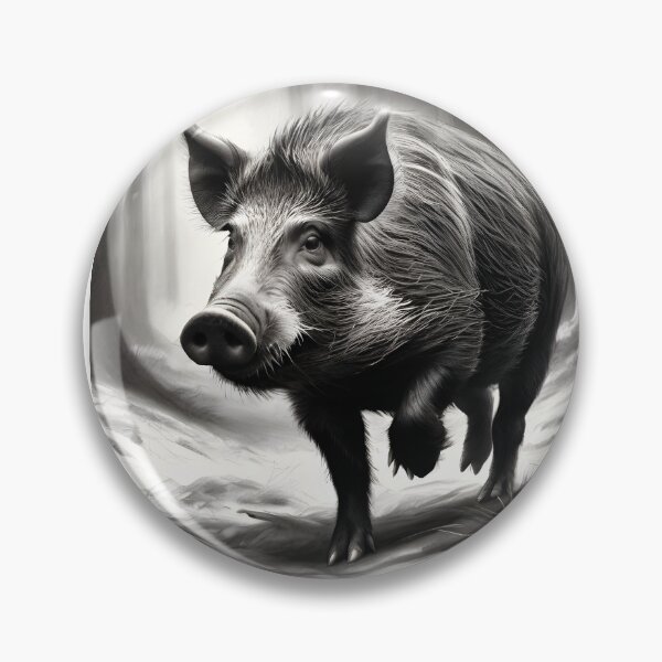 Item preview, Black and white Wild boar pencil drawing designed and sold by Pencil-Art.