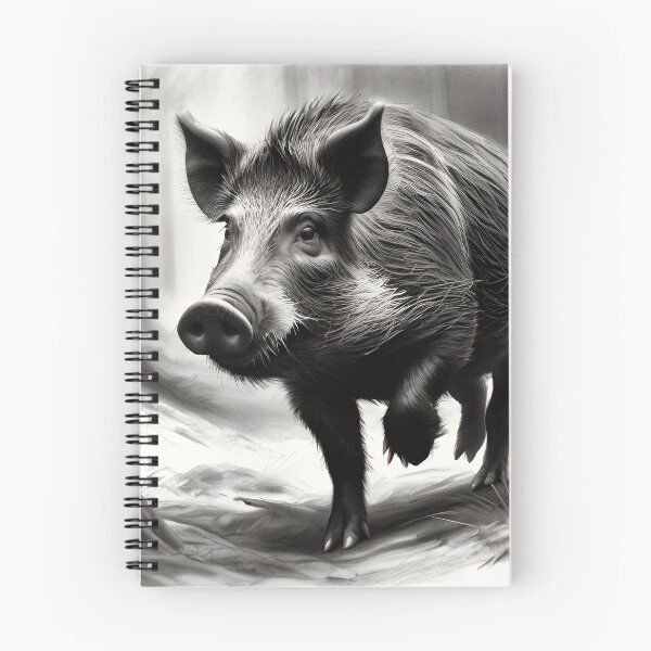Item preview, Black and white Wild boar pencil drawing designed and sold by Pencil-Art.