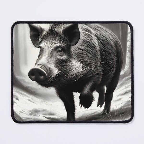 Item preview, Black and white Wild boar pencil drawing designed and sold by Pencil-Art.