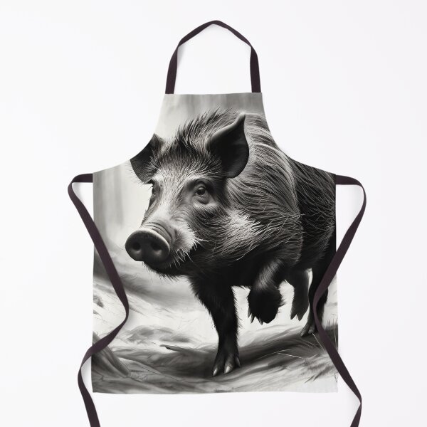 Item preview, Black and white Wild boar pencil drawing designed and sold by Pencil-Art.