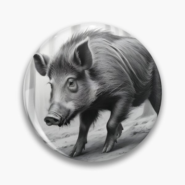Item preview, Black and white Wild boar pencil drawing designed and sold by Pencil-Art.