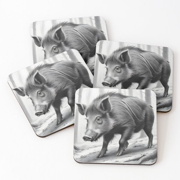 Item preview, Black and white Wild boar pencil drawing designed and sold by Pencil-Art.