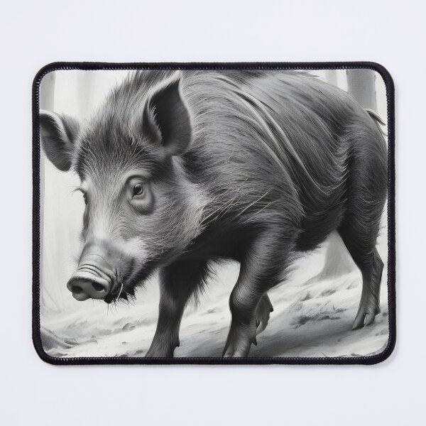 Item preview, Black and white Wild boar pencil drawing designed and sold by Pencil-Art.