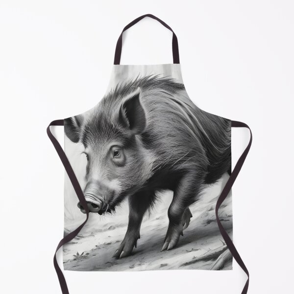Item preview, Black and white Wild boar pencil drawing designed and sold by Pencil-Art.