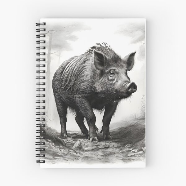 Item preview, Black and white Wild boar pencil drawing designed and sold by Pencil-Art.