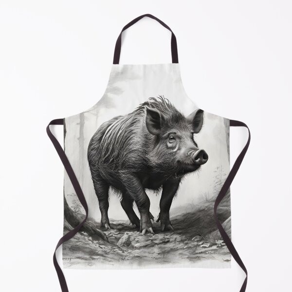 Item preview, Black and white Wild boar pencil drawing designed and sold by Pencil-Art.