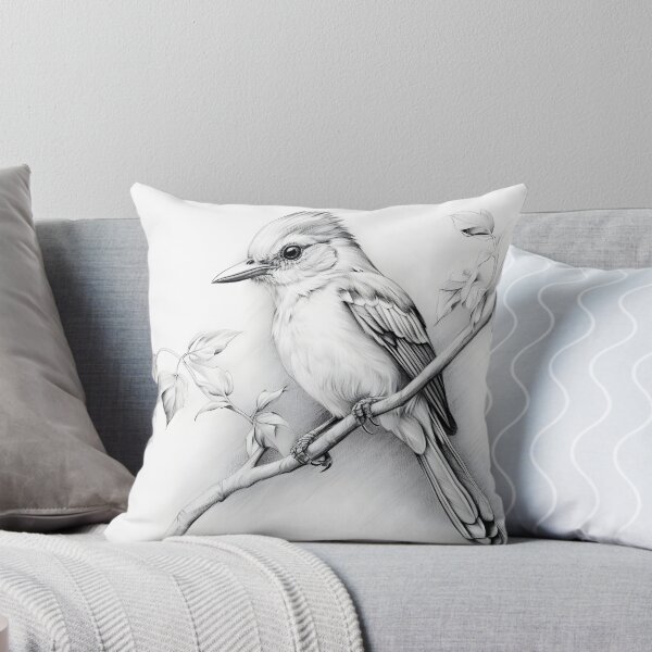 Item preview, Black and White Bird Pencil Drawing designed and sold by Pencil-Art.