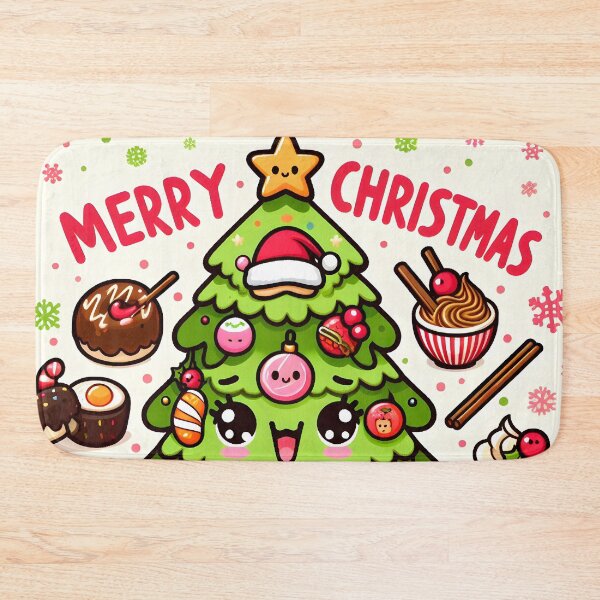 Item preview, Lindo árbol de Navidad de comida japonesa Kawaii con texto "Feliz Navidad" - 2 designed and sold by StellaArtz.