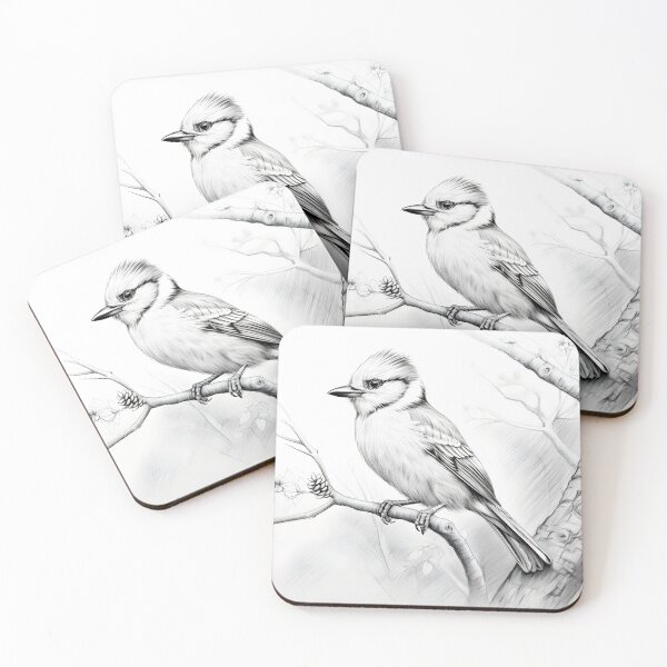 Item preview, Black and White Bird Pencil Drawing designed and sold by Pencil-Art.