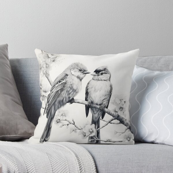 Item preview, Black and White Bird Pencil Drawing designed and sold by Pencil-Art.