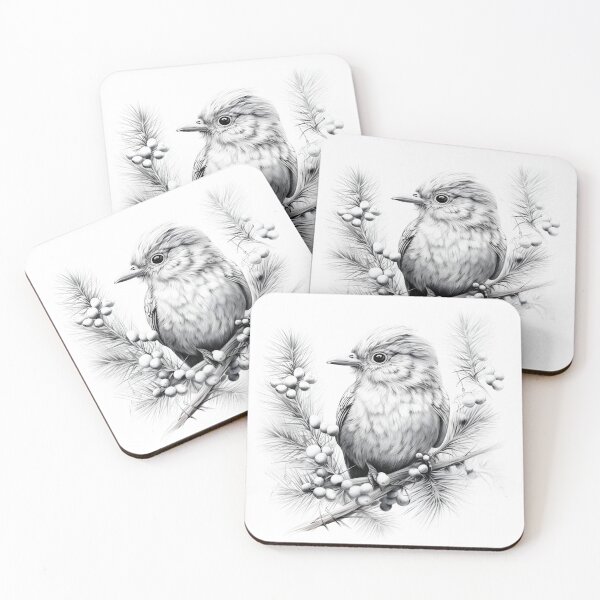 Item preview, Black and White Bird Pencil Drawing designed and sold by Pencil-Art.