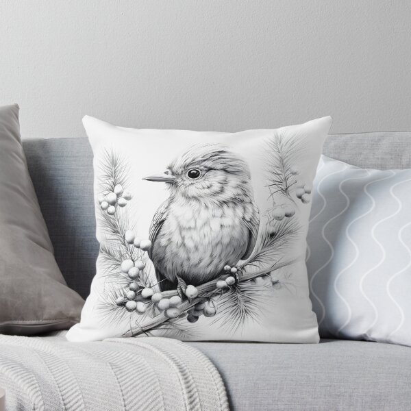 Item preview, Black and White Bird Pencil Drawing designed and sold by Pencil-Art.