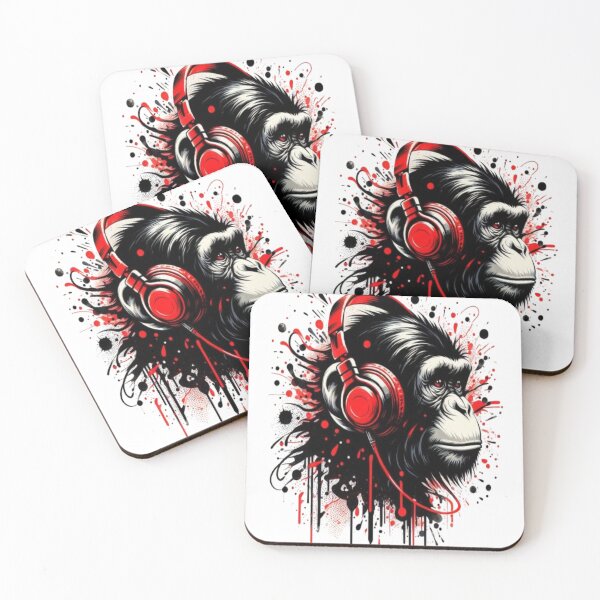 Item preview, Graffiti splash monkey head with red headphones designed and sold by danny-Dsign.