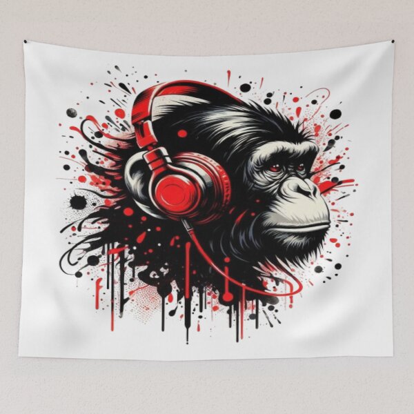 Item preview, Graffiti splash monkey head with red headphones designed and sold by danny-Dsign.