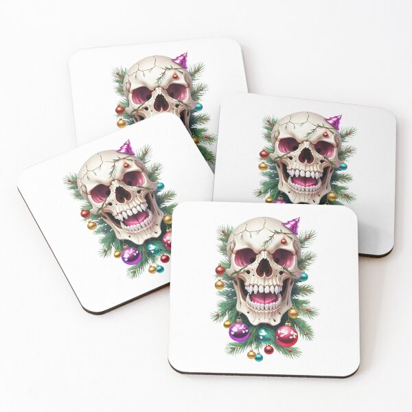Item preview, Cheerful white skull in New Year decorations designed and sold by MadinaFatt.