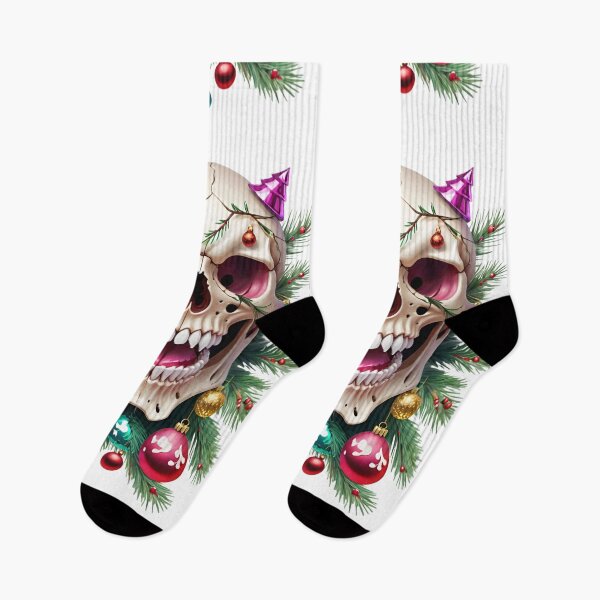 Item preview, Cheerful white skull in New Year decorations designed and sold by MadinaFatt.